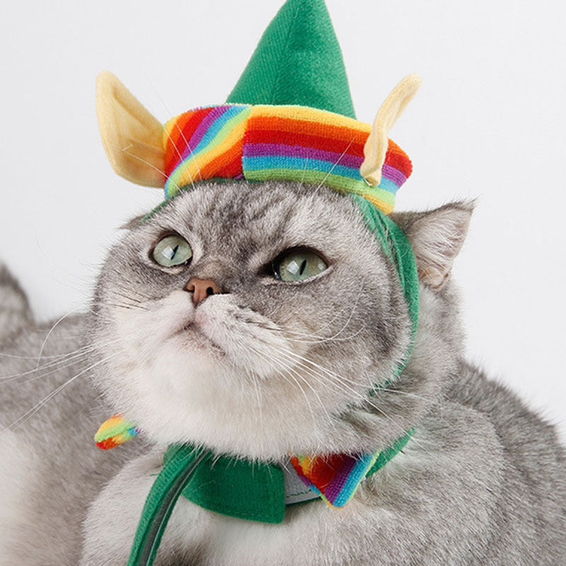 Pet Christmas Hat and 4-piece Green Foot Cover