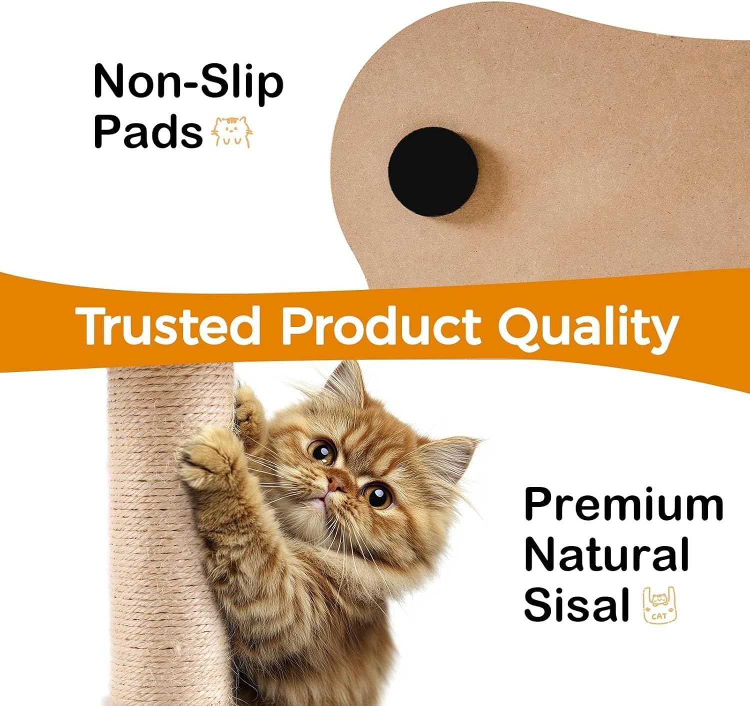 Cat Scratching Post With Bed - Small Cat Tower With Sisal Scratchier, Removable Perch & Ball Track Toys For Indoor Cats Brown, Medium