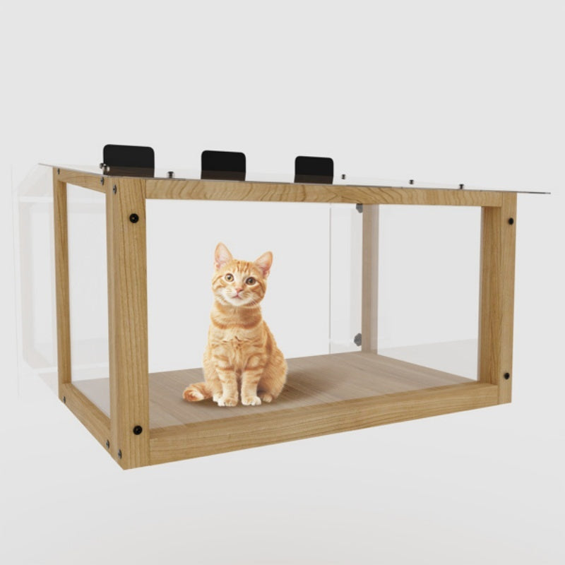 Waterproof Window Cat Perch Catio, Wood Cat Window Box, Window Catio For Indoor Cats. Suitable Single Hanging Window With An Inner Diameter Of The Window Frame With A Net Opening Width Of 24-35 In