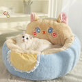 Cute Fluffy Plush Cat Bed with Removable Washable Cushioned Pet Nest