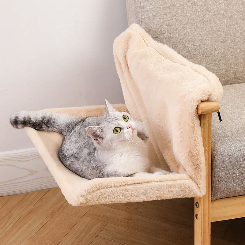 Plush L-shaped Cat Hammock Hanging Cat Nest