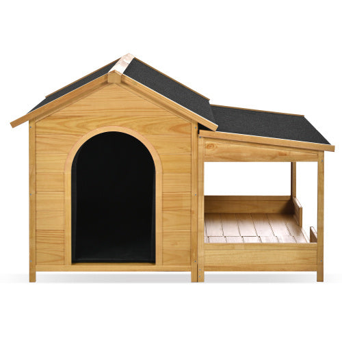 60.2  Large Outdoor Dog House With Insulated Liner For Winter Waterproof Dog Kennel For Medium & Large Dogs, Dog House With Porch And Asphalt Roof And Elevated Floor, Nature