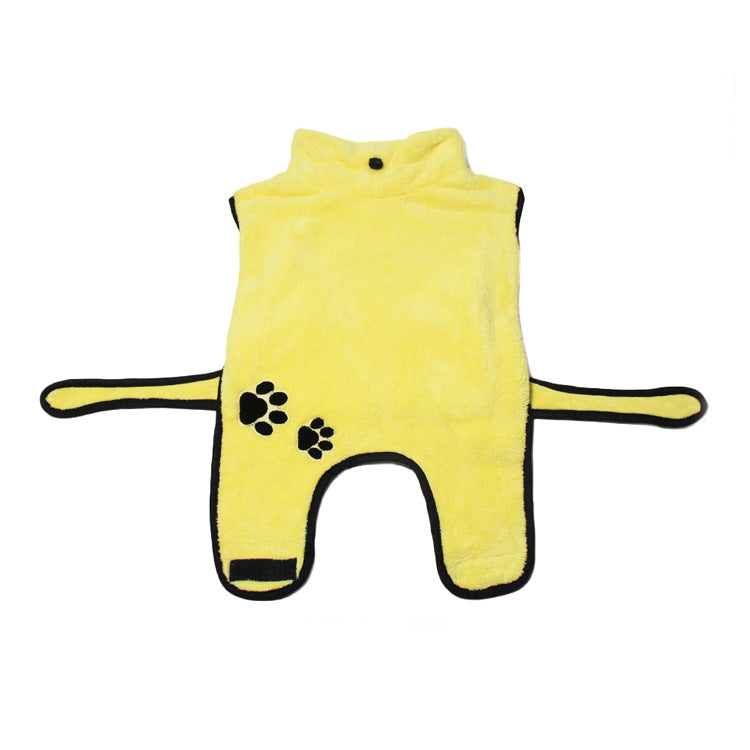 Embroidered Bathrobe Coral Fleece Pet Pajamas - Soft And Absorbent