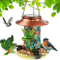 Outdoors Hanging Wild Bird Feeder Metal with Solar Garden Lantern