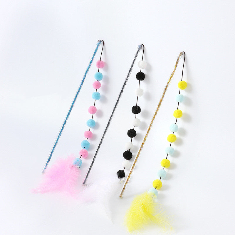 Cat Plush Toy String Wool Ball Feathers Toy