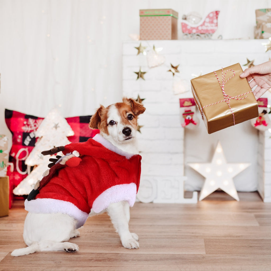 Pet Christmas Clothes Santa Claus Reindeer Antlers Costume Winter Outfit New Year Coat For Small Medium Dogs Cats