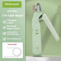 2 In 1 Pet Nail Clippers With Led Light Multifunction Animals Paw Nail Trimmer