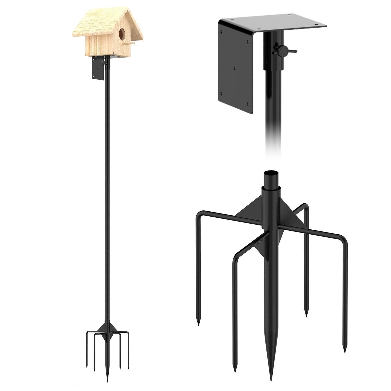 1 Set  79.92in Bird House Pole Kit Height Adjustable Bird Feeder Pole Mount Kit Heavy Duty Bird House Pole Set With 5 Prongs Base For Bird House Bird Feeder House Not Included