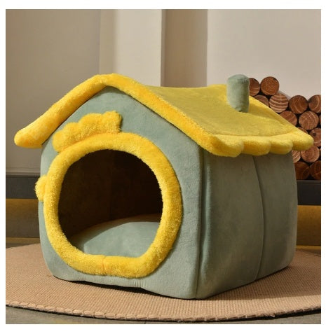 Foldable Dog Villa Bed Warm Enclosed Cave
