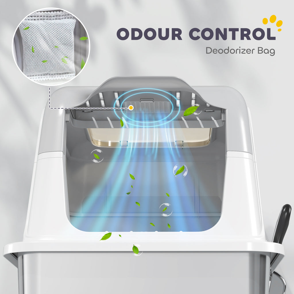Enclosed Cat Litter Box with Scoop, Deodorizer Bag