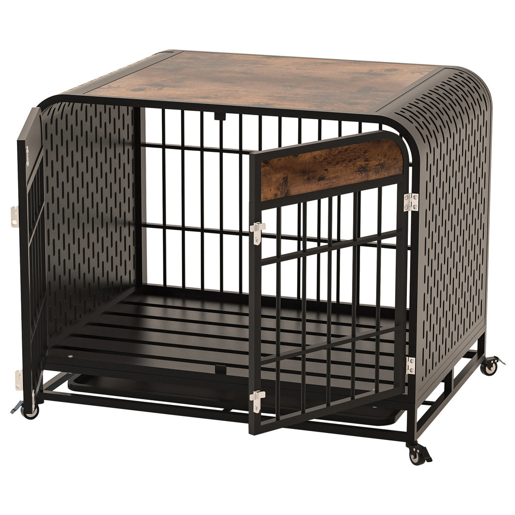 Heavy Duty Dog Crate Furniture Wooden Table 33inch Brown