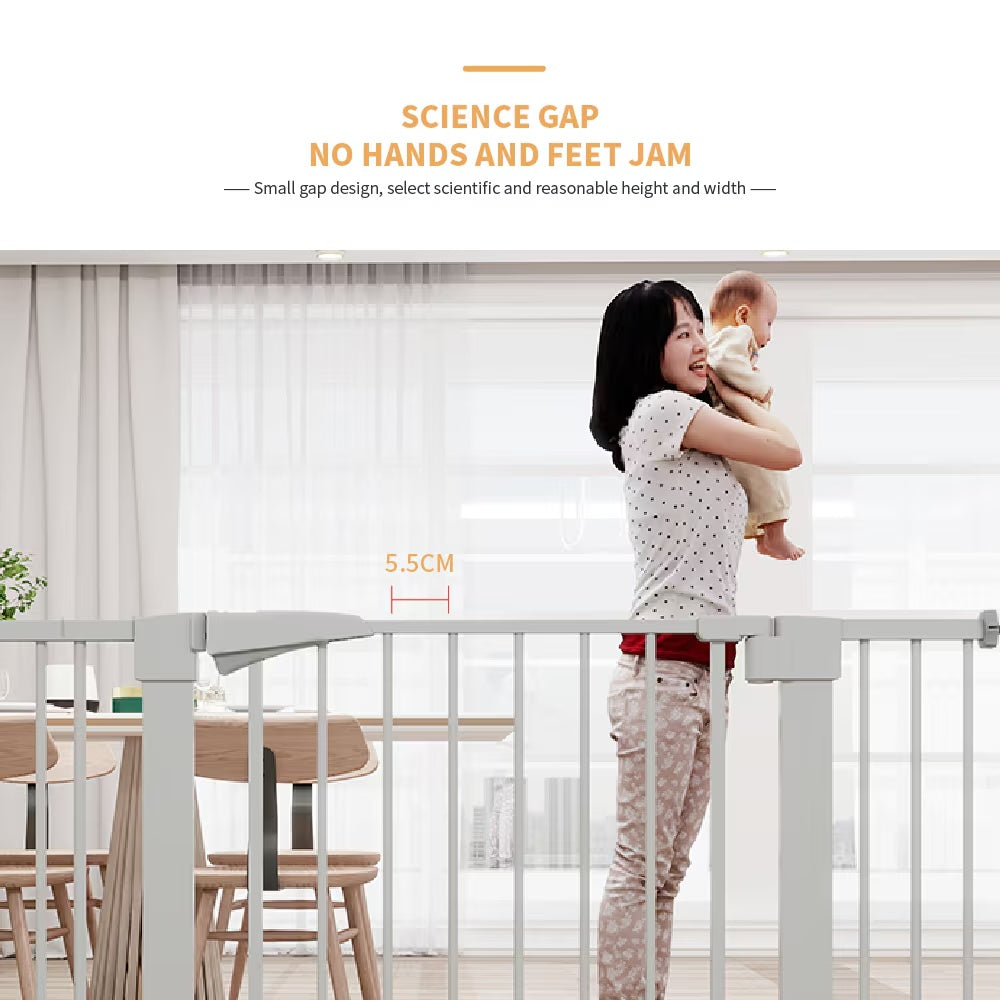 High White Child Safety Gate For Baby Door Barrier With Extensions