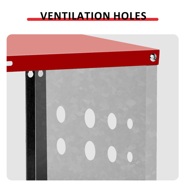 Poultry cage 6 Compartments, 84x43x62, Sloping Roof, Disassembled, Iron, Red