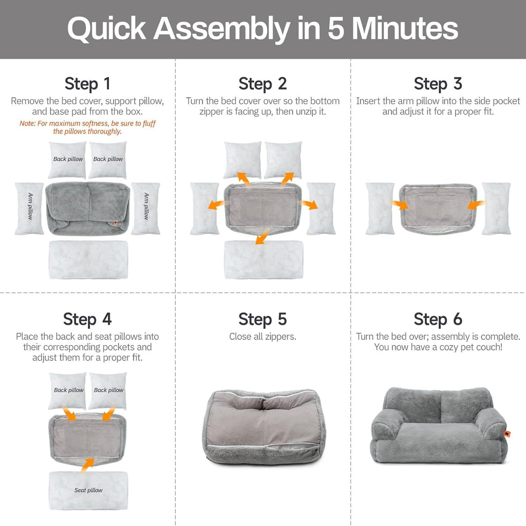 MEWOOFUN Plush Cat Bed For Indoor Cats - Washable 26x19x13 Inch Pet Couch With Non-Slip Bottom, Fluffy Small Dog Bed For Puppies & Kittens, Blue