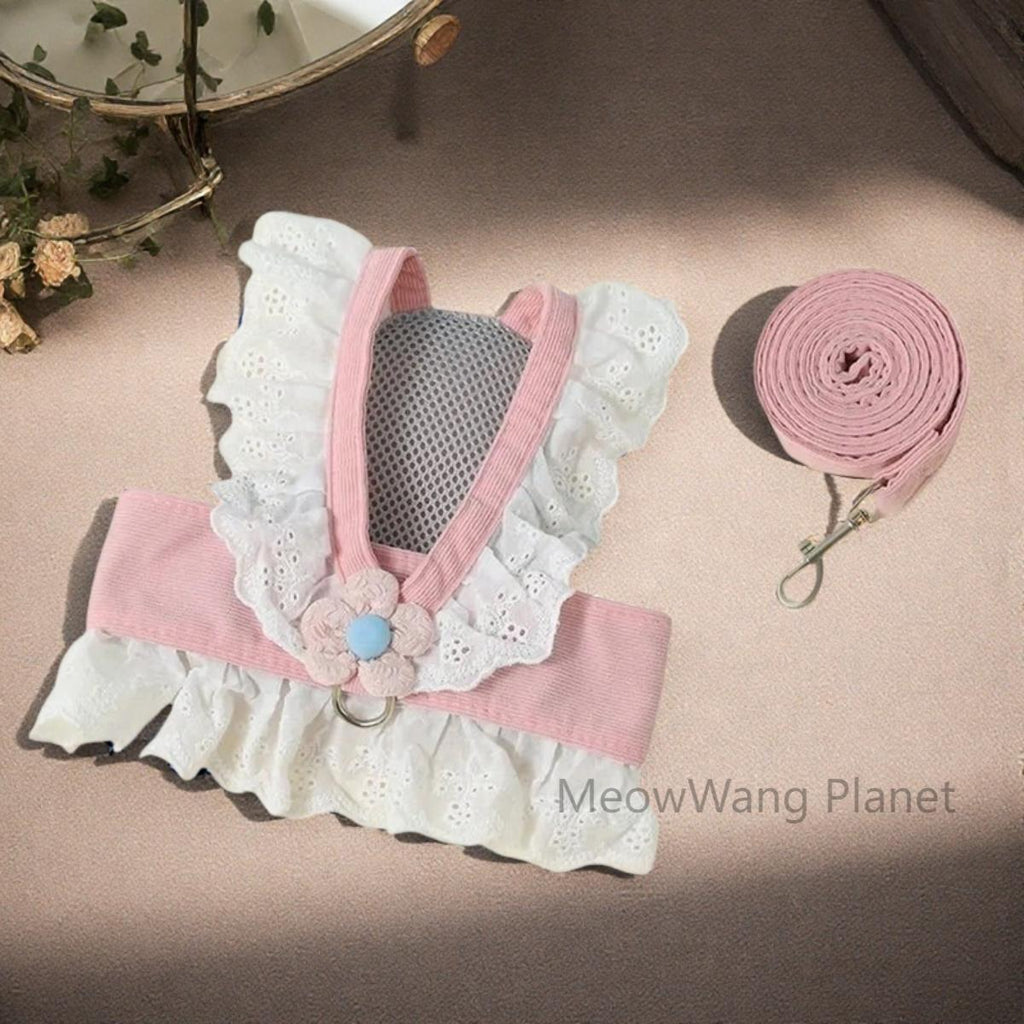 Dog Leash Cat Leash Premium Summer Pet Harness Leash Set Breathable Lightweight And Escape Proof Vest For Cats Small Dogs Adjustable Outdoor Walking Gear With Secure Leash Attachment Luxury Pet Gift F