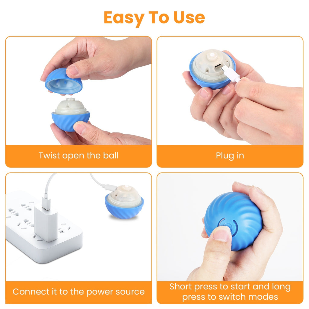 1Pc Cat Toys Ball Fast Rolling In Pouch Rechargeable Motion Activated Interactive Cat Toys For Indoor Cats Hide And Seek Mouse Catching Game