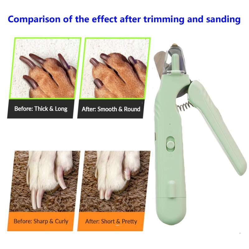 2 In 1 Pet Nail Clippers With Led Light Multifunction Animals Paw Nail Trimmer