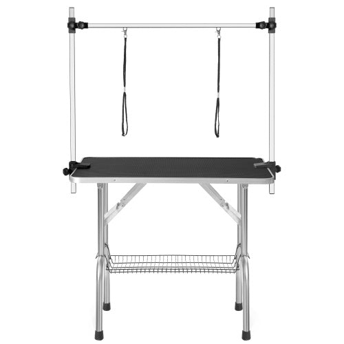 Professional Dog Pet Grooming Table Large Adjustable Heavy Duty Portable With Armrests And Lasso & Grid Tray