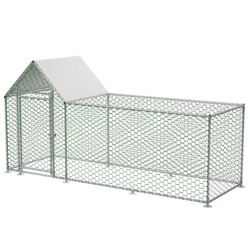 Metal Chicken Coop,Walk-in Chicken Run,Poultry Chicken Hen Pen Cage,Rabbits Duck Cages,With Cover