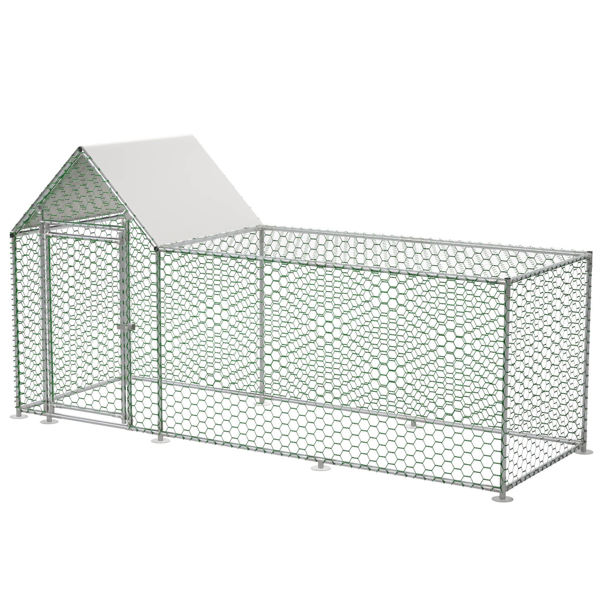 Metal Chicken Coop,Walk-in Chicken Run,Poultry Chicken Hen Pen Cage,Rabbits Duck Cages,With Cover