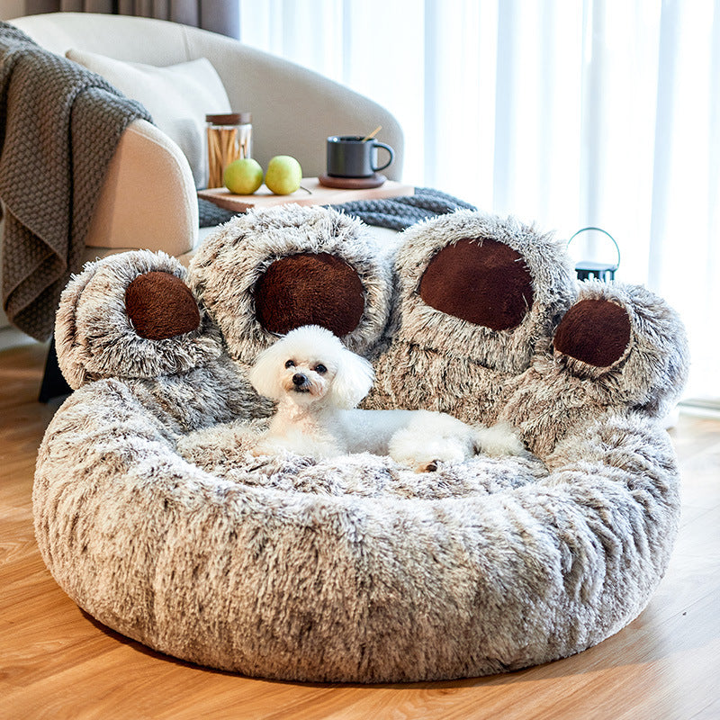 Paw Pet Bed - Dog & Cat Round Bed