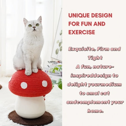 Mushroom Cat Climbing Frame, Sisal Cat Climbing Post, Interesting Red And White Mushroom Design With Fluffy Base, Cat Scratching Claw Toy, Cat Tree, Wear-resistant Cat Scratching Ball, Cat Supplies