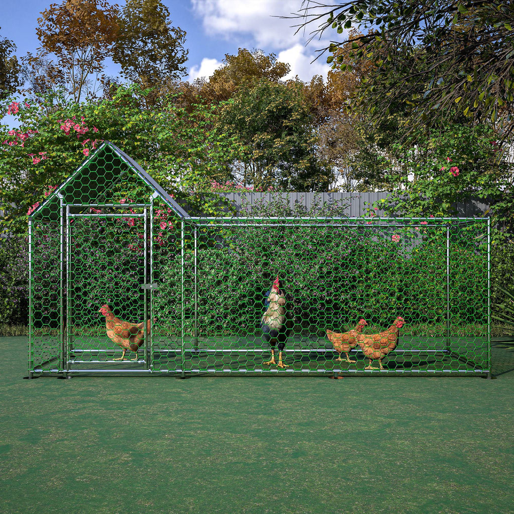Metal Chicken Coop,Walk-in Chicken Run,Poultry Chicken Hen Pen Cage,Rabbits Duck Cages,With Cover