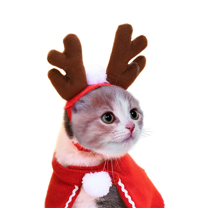 Cute Dog Cat Costume Christmas Cloak Pet Headwear and Scarf