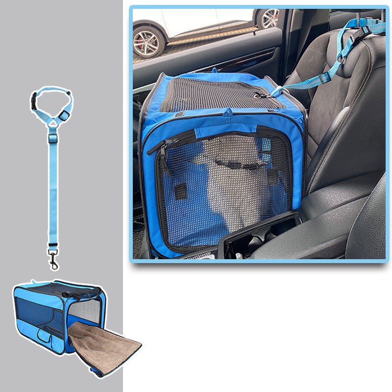 Folding Fabric Pet Carrier with Locking Safety Zippers