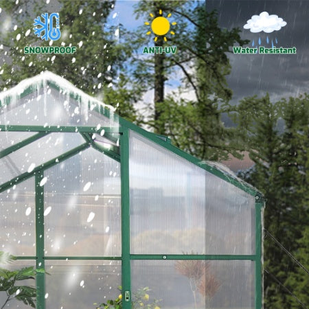 Newly Marketed Gain Height Windproofaluminum Greenhouse 6x4 FT Polycarbonate Greenhouse Raised Base And Anchor Aluminum Heavy Duty Walk-in Greenhouses For Outdoor Backyard In All Season