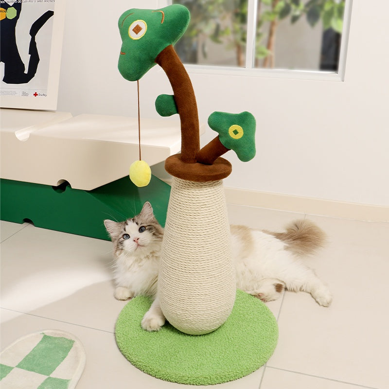 Vertical Money Tree Cat Scratching Pole, Sisal Wear-Resistant Cat Scratching Column, Interactive Ball Track Spring Ball Cat Toy, Durable And Cute Sisal Cat Scratching Pole