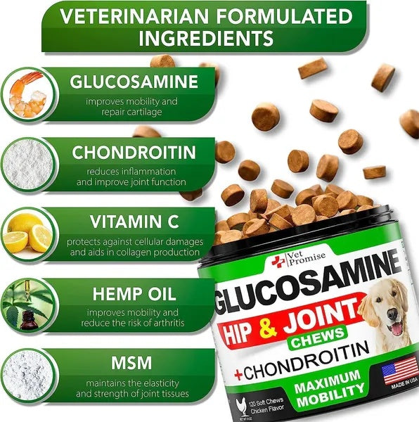 Glucosamine For Dogs 2 Pack Hip And Joint Supplement With Chondroitin 240 Chews