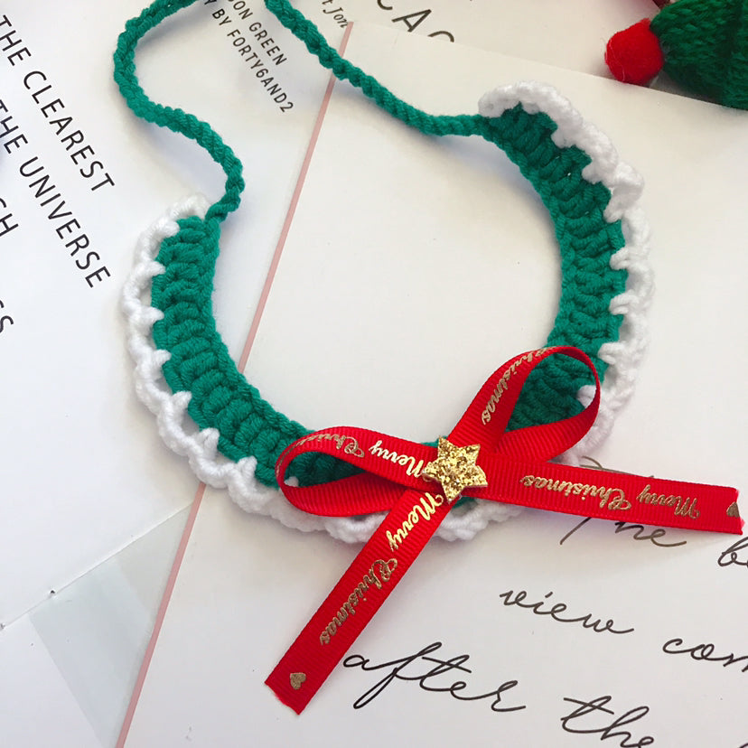 Hand Woven Wool Pet Christmas Collar
