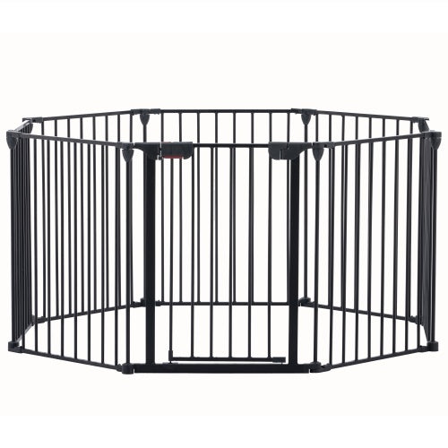 200 Adjustable Safety Gate 8 Panels Play Yard Metal Doorways Fireplace Fence Christmas Tree Fence Gate For House Stairs Gate Prohibited Area Fenc