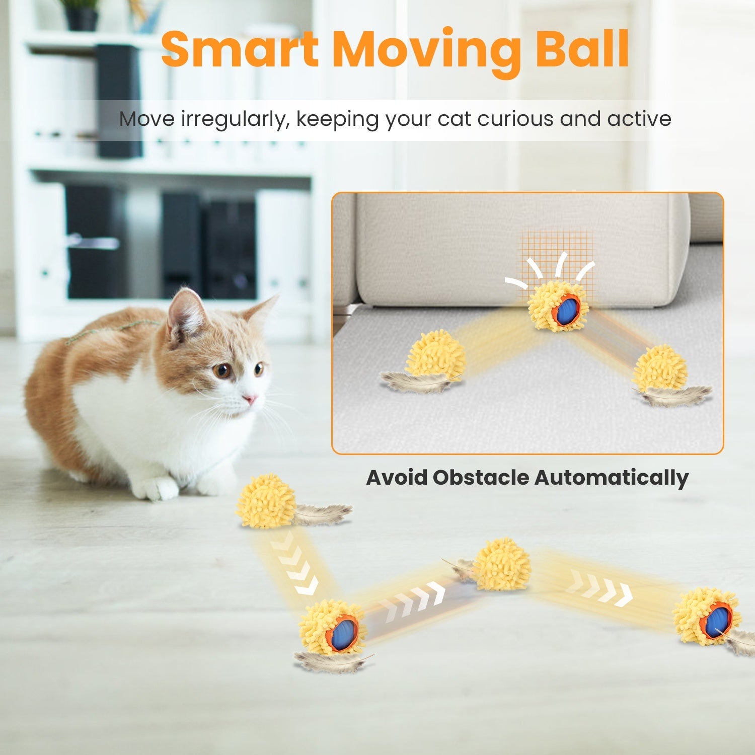 Cat Toys Ball Fast Rolling In Pouch Rechargeable Motion Activated Interactive Cat Toys For Indoor Cats Hide And Seek Mouse Catching Game
