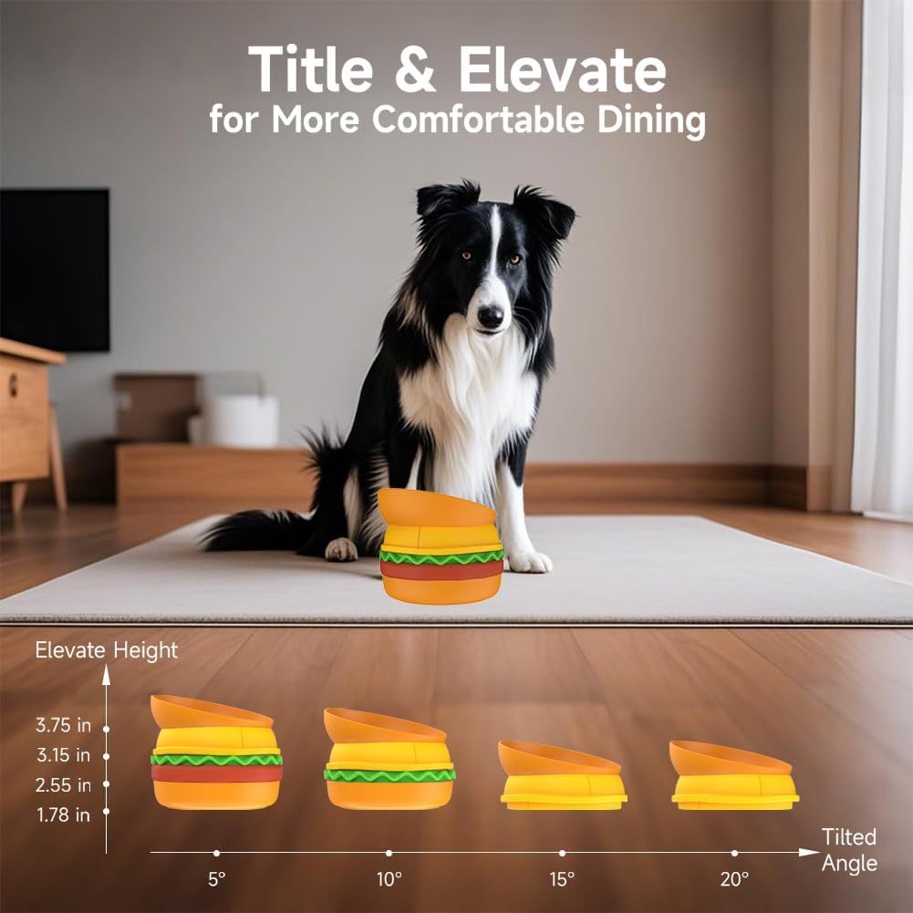 Hamburger Appearance Pet Cat And Dog Bowl Combination Multi-layer Five-in-one