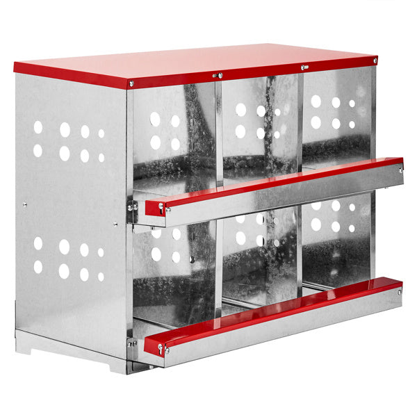 Poultry cage 6 Compartments, 84x43x62, Sloping Roof, Disassembled, Iron, Red
