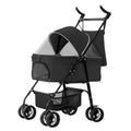 4-Wheel Pet Stroller Carrier Strolling Cart Foldable with Removable Liner Storage Basket