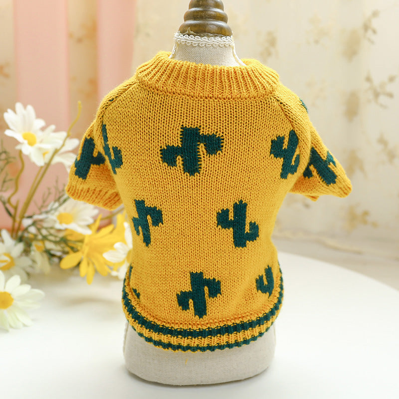 Bowknot Dog & Cat Sweater - Hollow Knit Sweater