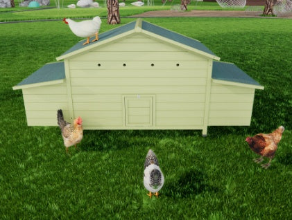 11.12 Square Feet Large Wooden Chicken Coop With 2 Free Range Doors, 2 Nest Boxes, And Chicken Perch Inside