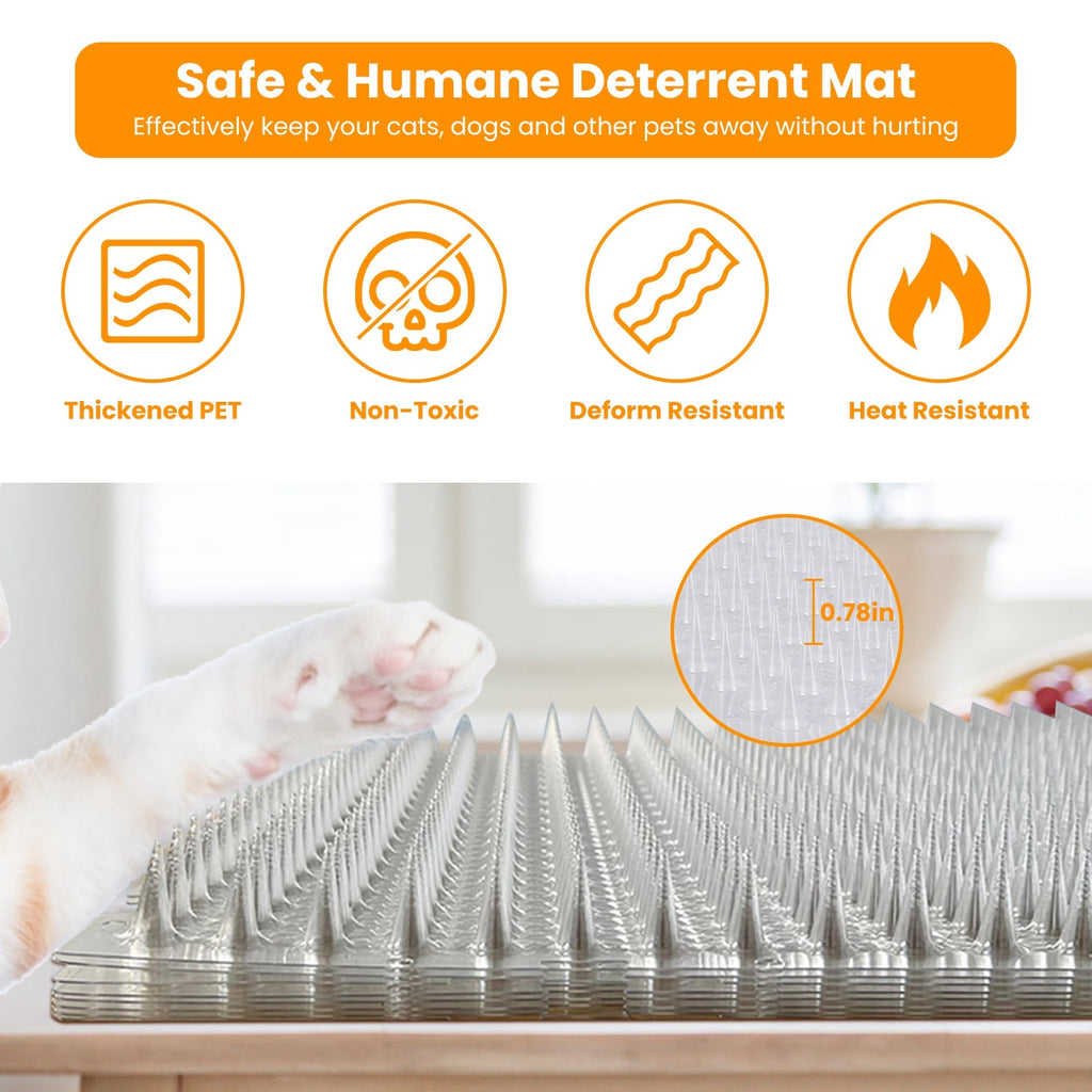 16Pcs Cat Deterrent Mats For Indoor Outdoor Use Keep Cats Dogs Away Pets 16x13in Deterrent Training Mats With Spikes 22x1FT Area
