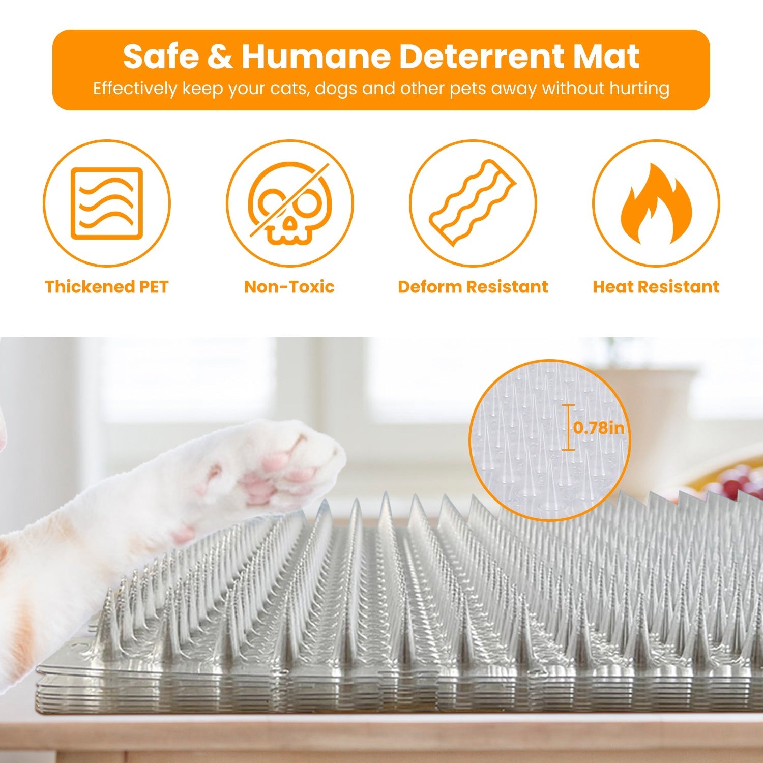 16Pcs Cat Deterrent Mats For Indoor Outdoor Use Keep Cats Dogs Away Pets 16x13in Deterrent Training Mats With Spikes 22x1FT Area