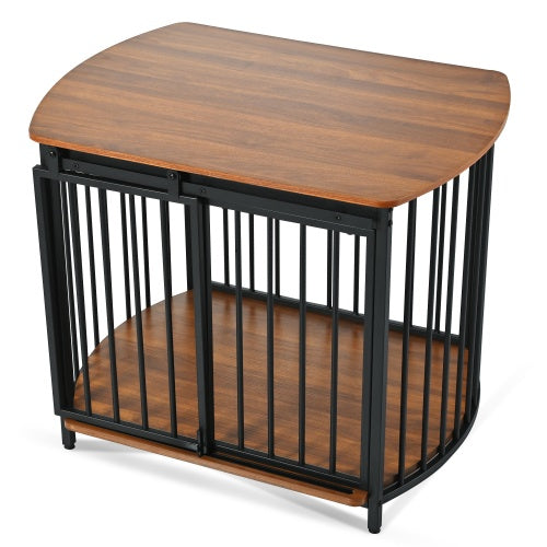 Furniture Style Dog Crate For Small And Medium Dogs, Wooden Cage Indoor Kennel Furniture, Modern Dog Crate End Table With Double-Doors