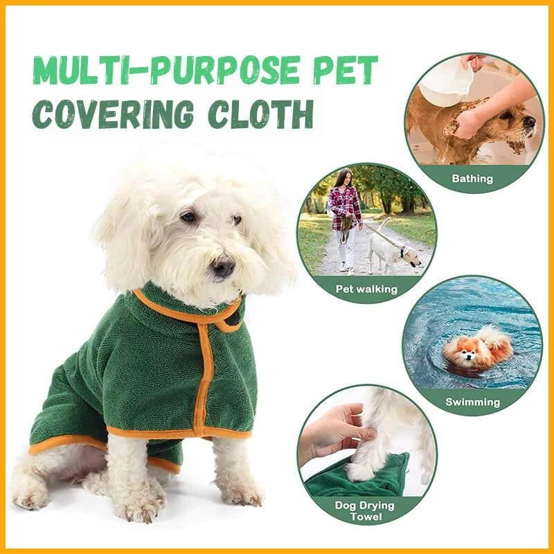 Dog Bathrobe - Microfiber Absorbent Beach Towel - Pet Drying Coat For Large Medium Small Dogs Cats Fast Dry