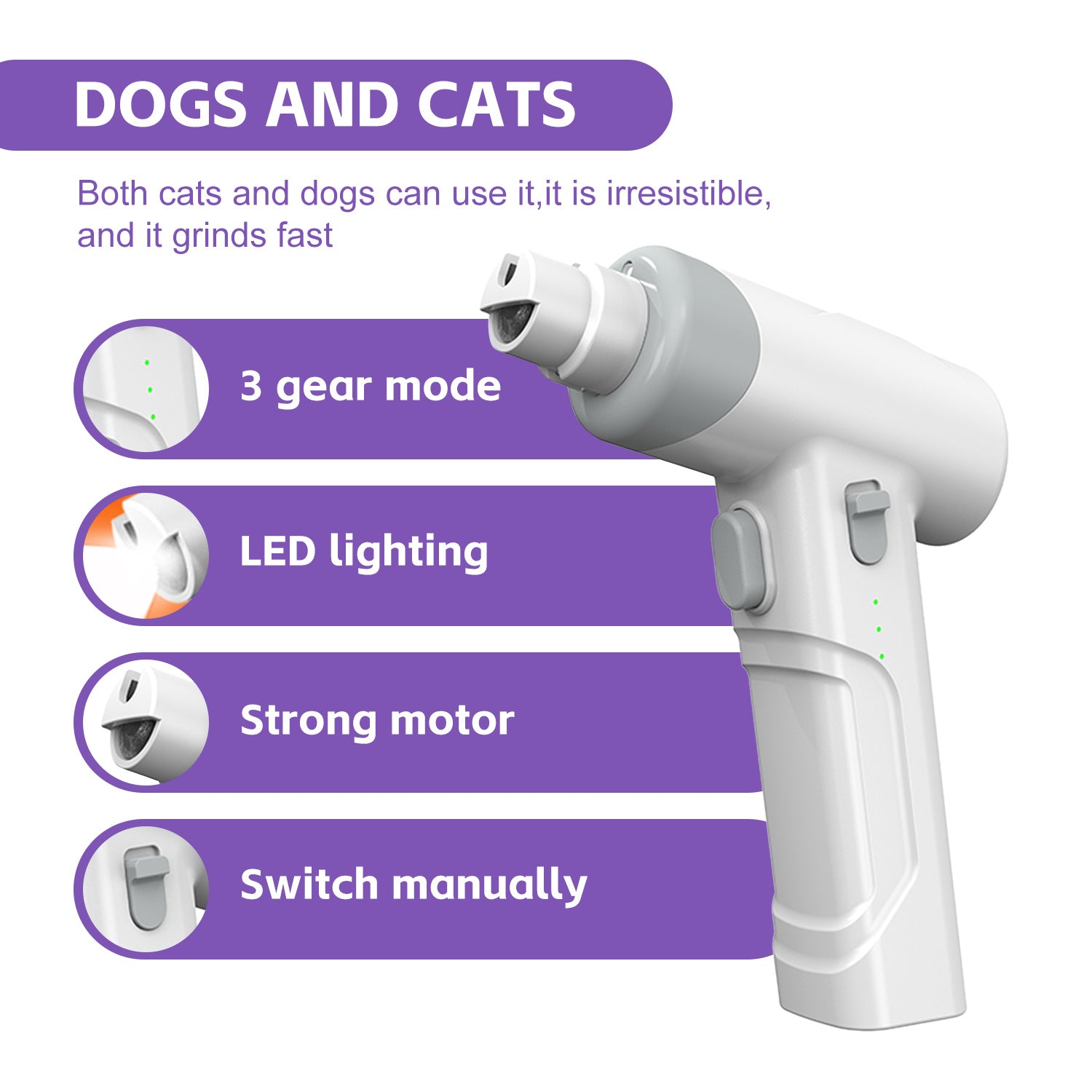 Cat Nail Clippers & Dog Nail Clippers Trimmers For Large Medium Small Dogs Cats Claw Trimmer Quick Sensor And Safety Guard USB Rechargeable With LED Lights Dogs Nail Trimmer