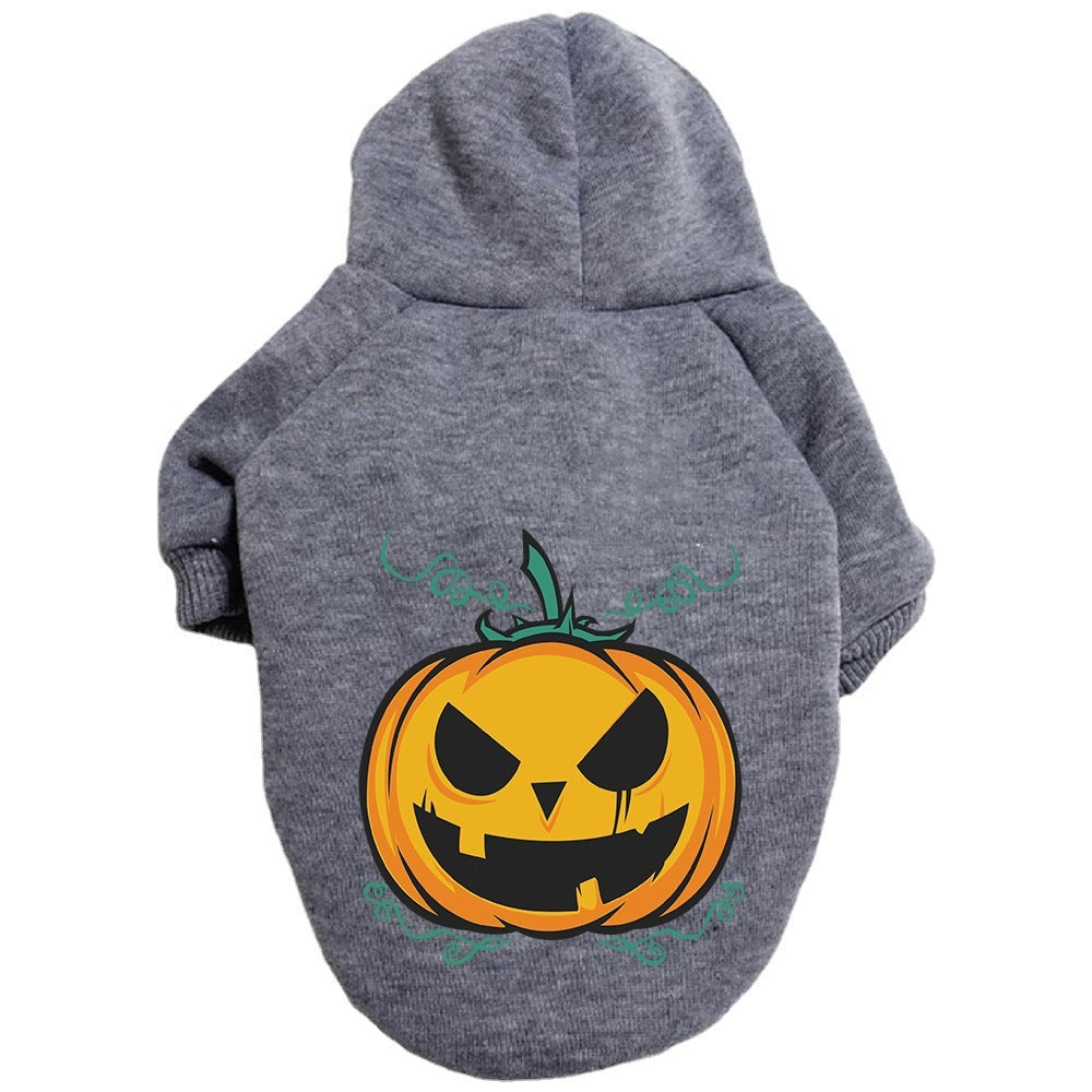 Halloween Pumpkin Dog Pattern Sweater Clothes Dog Hoodie With Hat