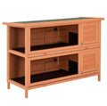 54'' Rabbit Cage, 2-Tier Rabbit Hutch Outdoor Guinea withRemovable Dividers and Pull-Out Trays, Orange
