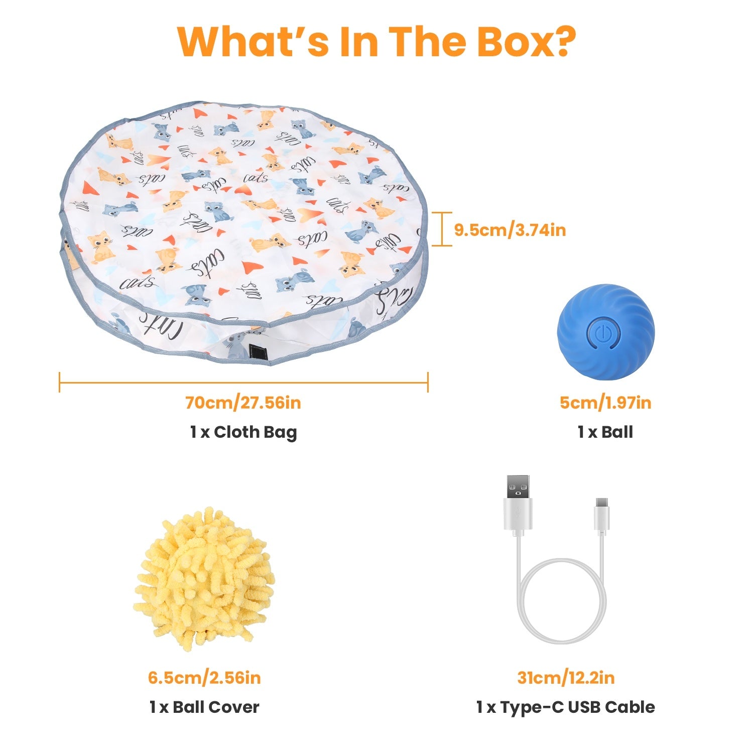 Cat Toys Ball Fast Rolling In Pouch Rechargeable Motion Activated Interactive Cat Toys For Indoor Cats Hide And Seek Mouse Catching Game