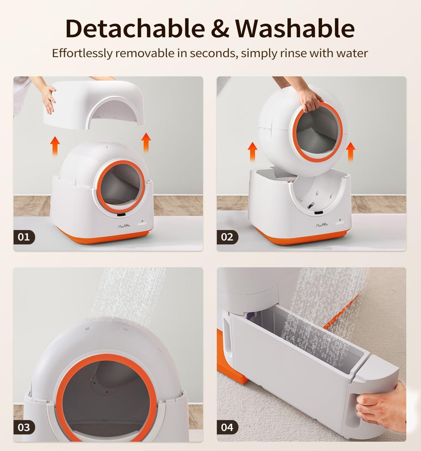 60L Automatic Cat Litter Box - Smart App Control, Deodorizing, Infrared Sensor