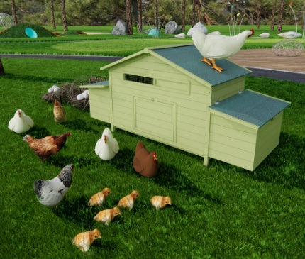 11.12 Square Feet Large Wooden Chicken Coop With 2 Free Range Doors, 2 Nest Boxes, And Chicken Perch Inside